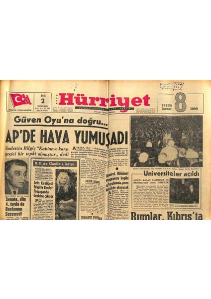 Hürriyet Gazetesi - 2 Kasım 1965 - Charlie Chaplin 10 Sene Sonra Amerika Ya Dönüyor GZ99330