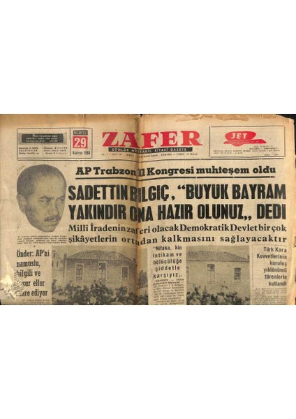 Zafer Gazetesi - 29 Haziran 1964 - Kıbrısta Rum Kuvvetleri Alarm Haline Geçirildi GZ110381