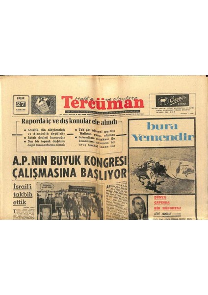 Tercüman Gazetesi 27 Kasım 1996 - Demirel GZ123608 Söz Verince 7 Ay 7 Günlük Boykot Sona Erdi. - A. Menderesin Barıştırdığı Kani Karaca Boşanıyor.