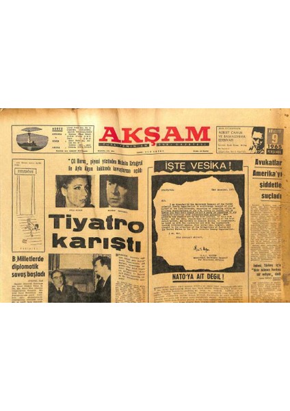 Akşam Gazetesi - 9 Aralık 1965 - Osmanlı Hanedanı Pariste Toplandı GZ99800