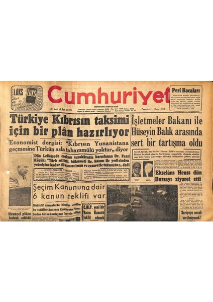Cumhuriyet Gazetesi 11 Mayıs 1957 - Ortadoğuya 120 Milyonluk Amerikan Yardımı Geliyor - Hrutçef Planı Kabul Edildi GZ119879