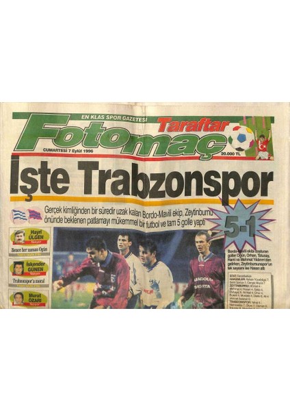 Foto Maç Gazetesi 7 Eylül 1996 - Lazaroniden Taraftara Davet - Devler Pusuda GZ123170