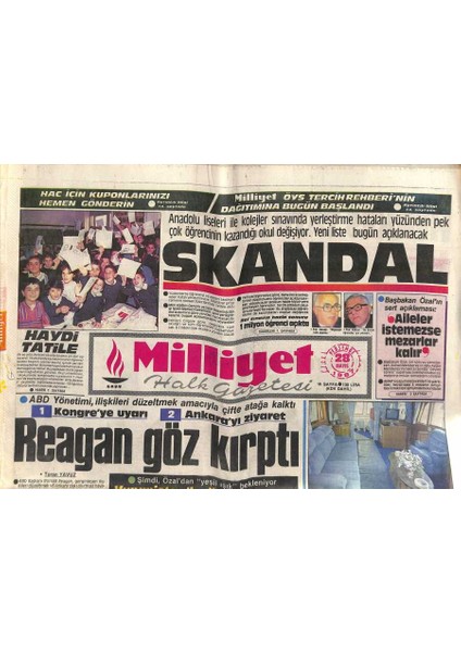 Milliyet Halk Gazetesi 28 Mayıs 1987 - Askerlikte Çifte Uygulama - Reagan Göz Kırptı GZ118424