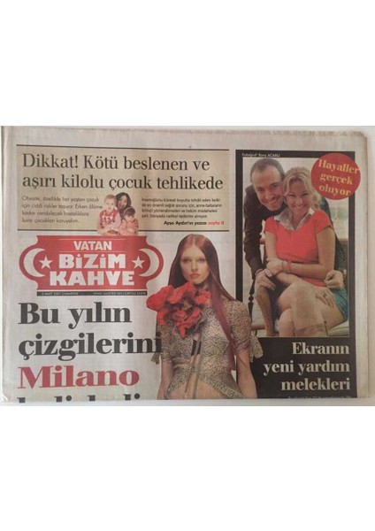 Vatan Gazetesi Bizim Kahve Eki 3 Mart 2007 - Bu Yılın Çizgilerini Milano Belirledi GZ22678