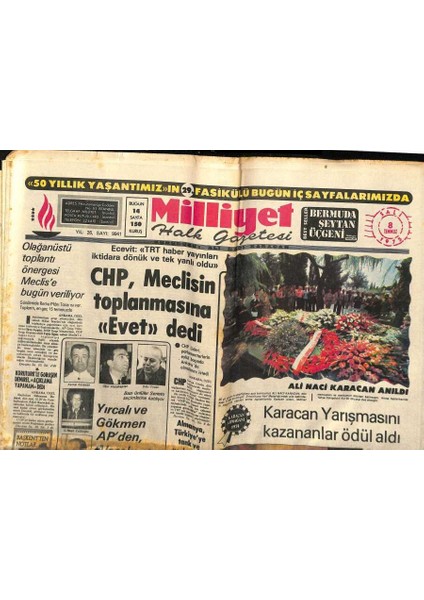 Milliyet Halk Gazetesi 8 Temmuz 1975 - Ali Naci Karacan Anıldı - Uluslararası Antrenör Semineri Dün Başladı GZ122132