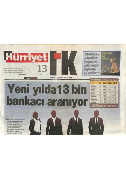 Hürriyet Gazetesi I.k. Eki 13 Aralık 2009 - Yeni Yılda 13 Bin Bankacı Aranıyor GZ109905