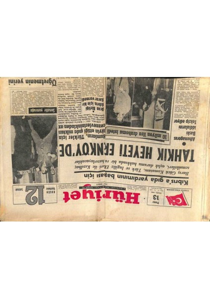 Hürriyet Gazetesi - 13 Eylül 1964 - Izzet Günay,neriman Köksal,ahmet Tarık Tekçe GZ110228
