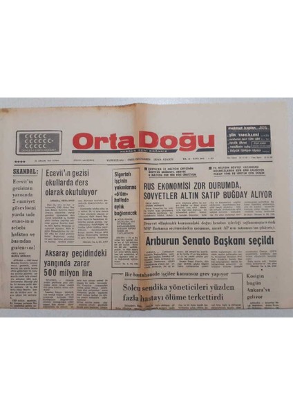 Ortadoğu Gazetesi - 26 Aralık 1975 - Rus Ekonomisi Zor Durumda Sovyetler Altın Satıp Buğday Alıyor GZ111560