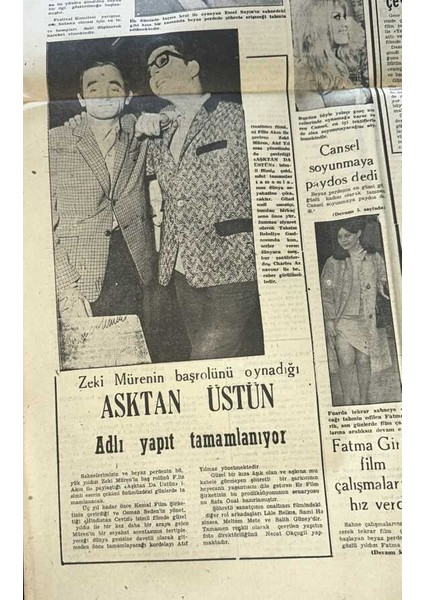 Son Saat Gazetesi 3 Haziran 1970 - Zeki Mürenin Başrolünü Oynadığı Aşktan Üstün Adlı Yapıt Tamamlanıyor GZ122216 fiyatları