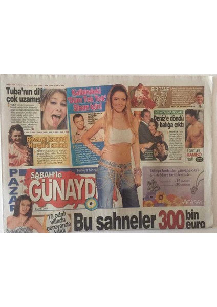 Sabah Gazetesi Günaydın Eki 8 Mart 2009 - Mahsun Kırmızıgül Filmi Güneşi Gördüme Avrupadan 300 Bin Euro Destek Geldi GZ22399