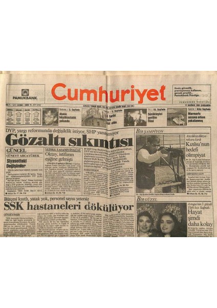 Cumhuriyet Gazetesi 17 Haziran 1992 - Hindistanda 12 Milyon Işçi 1 Günlük Greve Gitti - Bakan Abdülkadir Ateş ve 4 Gazeteci Yaralandı GZ123159