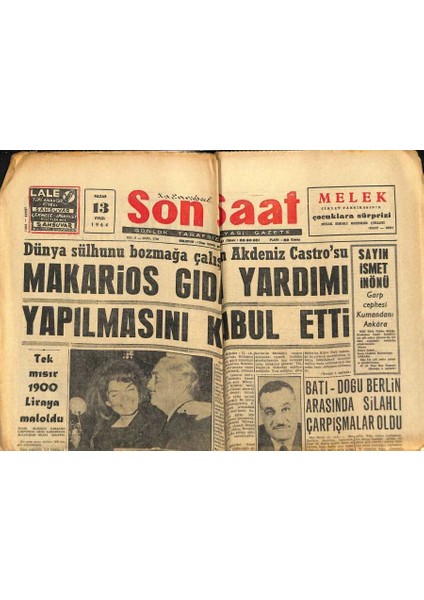 Son Saat Gazetesi 13 Eylül 1964 - Başkan ve Prens Faysal Yemen Konusunda Anlaştı GZ122232