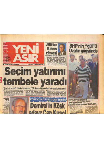 Yeni Asır Gazetesi 12 Eylül 1991 - Hamza Galatasarayı Korkutuyor - Anap Da Çakmura Müfettiş Istedi GZ132112