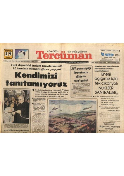 Tercüman Gazetesi 29 Kasım 1981 - Ecevit , Perşembe Günü Infaz Savcılığına Teslim Olacak - Polonyada Olağanüstü Tedbirlere Gidiliyor GZ122104
