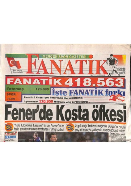 Fanatik Gazetesi 8 Nisan 1997 - Terim Hesap Sordu - Fenerde Kosta Öfkesi GZ122998