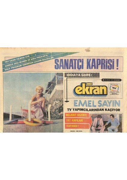 Tercüman Gazetesi Inci Ekran Eki 29 Aralık 1977 - Emel Sayın Tv Yapımcılarından Kaçıyor GZ114919