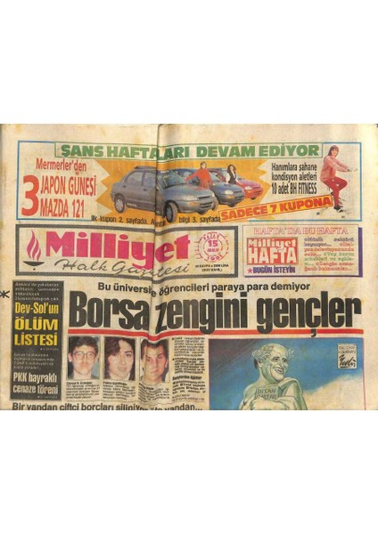 Milliyet Halk Gazetesi 15 Aralık 1991 - Shpnin Bürokratları Hazır - Dev-Solun Ölüm Listesi GZ123004