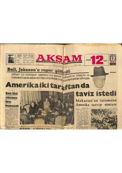 Akşam Gazetesi 12 Haziran 1964 - Şarlo Çetesi Okey Oynarken Ele Geçti - Ball, Johnsona Rapor Götürdü GZ92422