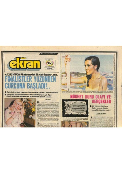 Tercüman Gazetesi Inci Eki 9 Aralık 1977 - Yıldırım Gürsesi Besteler Değil , Politika ve Kulis Kazandı GZ114879