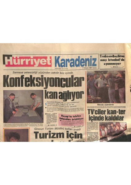 Hürriyet Gazetesi Karadeniz Eki 17 Mayıs 1991 - Devlet Bakanı Çiçek Trabzona Gelemedi - Giresun Turizm Müdürü Kolları Sıvadı GZ123062