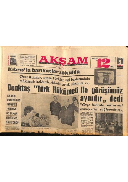 Akşam Gazetesi 9 Ocak 1964 - Serap Arterın Yalnız 4 Yıl Ömrü Kaldı GZ92219
