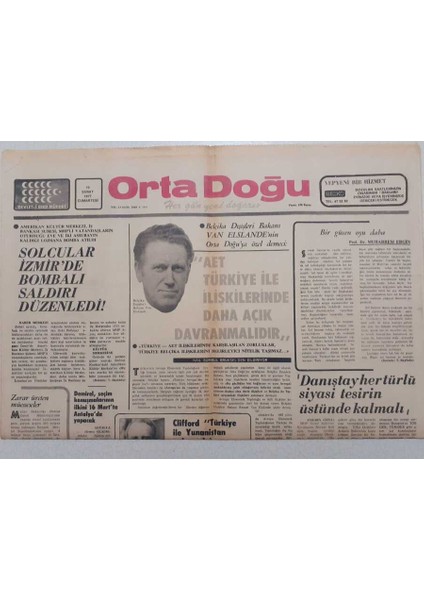 Ortadoğu Gazetesi - 19 Şubat 1977 - Solcular Izmirde Bombalı Saldırı Düzenledi GZ111588