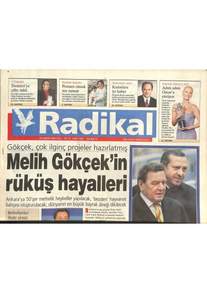 Radikal Gazetesi 24 Şubat 2004 - Melih Gökçekin Bezden Hayvanat Bahçesi Hayali, Kırcı ve Ağca Hala Umutlu GZ126488