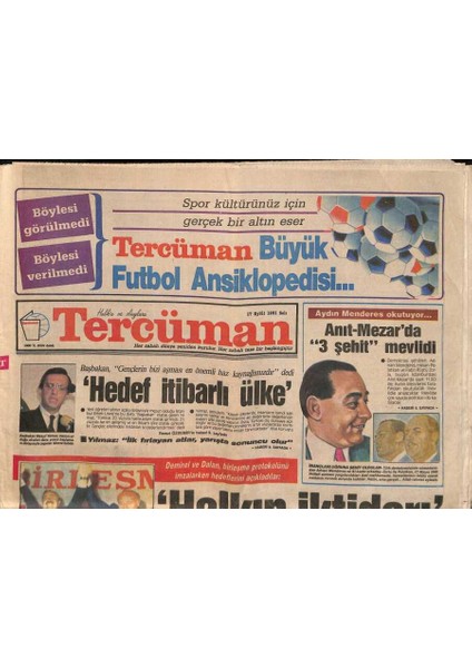 Tercüman Gazetesi 17 Eylül 1991 - Kamuran Akkor Dertli Mi Dertli - Azerbaycanda Çatışma 14 Azeri , 2 Ermeni Öldü GZ113518