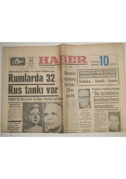 Haber Gazetesi - 25 Mart 1965 - Rumlarda 32 Rus Tankı Var GZ112442