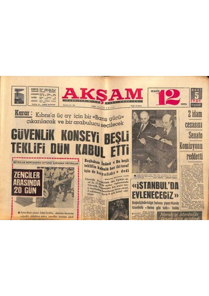 Akşam Gazetesi 5 Mart 1964 - Kennedyyi Öldüren Oswald Değildir - Kral Paul Için Dua Edildi GZ92264