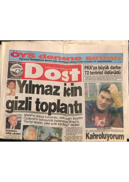 Dost Gazetesi 13 Haziran 1996 - Zerrin Özer 3 Yıl Ara Verdiği Müzik Piyasasına Muhteşem Bir Dönüş Yaptı GZ113524