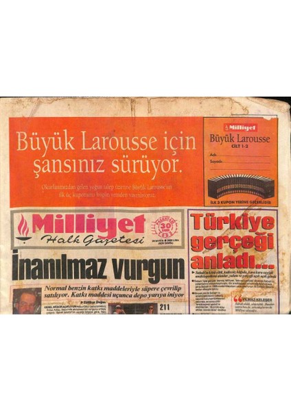 Milliyet Halk Gazetesi 30 Kasım 1992 - Rijkov Günah Çıkardı - Özaldan Anapa Veda GZ96887