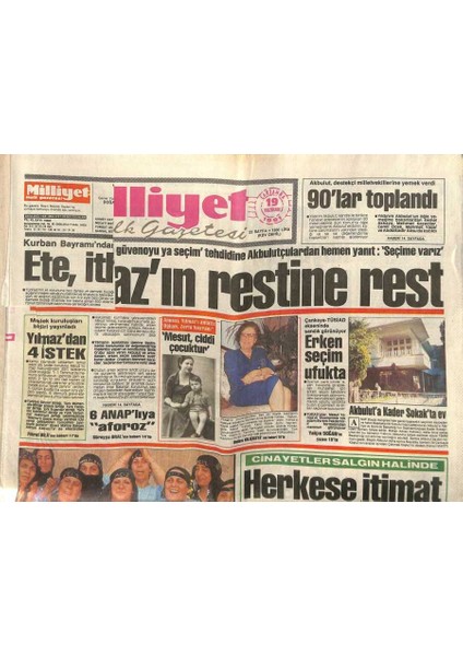 Milliyet Halk Gazetesi 19 Haziran 1991 - Türkan Şoray Intiharı Düşündüm GZ109736