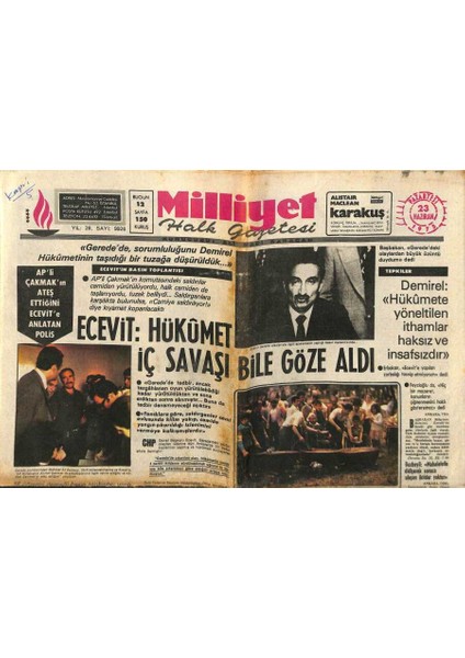 Milliyet Halk Gazetesi 23 Haziran 1975 - Dünyadaki Ilk Toplu Iş Sözleşmesi 1764 Senesinde Kütahyada Imzalandı GZ109624