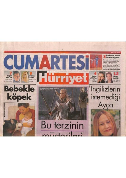 Hürriyet Gazetesi Cumartesi Eki 8 Kasım 2003 - Atatürkün Annesi Olmak Nasıl Bir Histir Acaba ? GZ91939