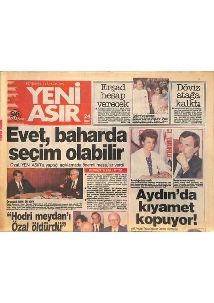 Yeni Asır Gazetesi 13 Aralık 1990 - Saddam Yine Kelle Uçurdu - Şöhret , Winnienin Başını Döndürdü GZ132006