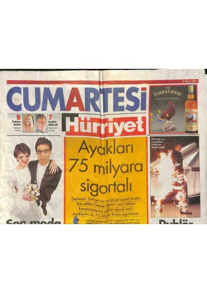 Hürriyet Gazetesi Cumartesi Eki 22 Mayıs 2004 - Demet Şenerin Ayakları 75 Milyara Sigortalı GZ113480