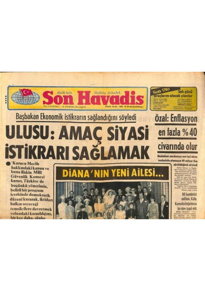 Son Havadis Gazetesi 16 Ağustos 1981 - Şah Yanlılarınca Hücumbotu Kaçırılan Iran , Ispanya ve Ciayı Sorumlu Tuttu GZ92186