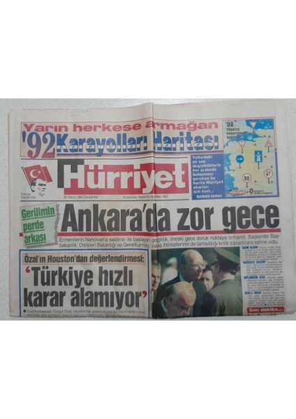 Hürriyet Gazetesi - 20 Mayıs 1992 - Ankarada Zor Gece GZ111735