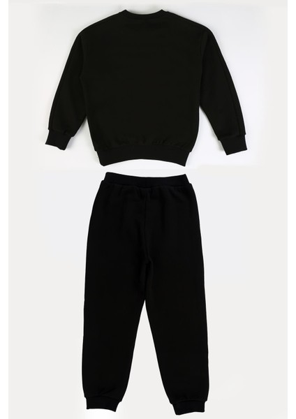Erkek Çocuk Baskılı Şardonlu Sweatshirt Eşofman Altı 2'li Takım indirimleri