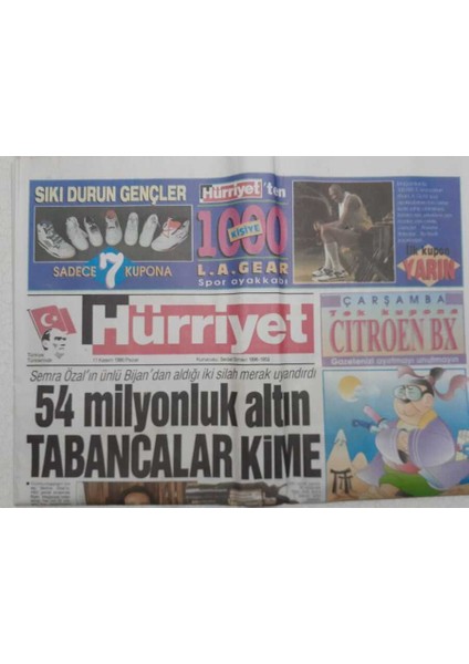 Hürriyet Gazetesi - 11 Kasım 1990 - 54 Milyonluk Altın Tabancalar Kime GZ111617