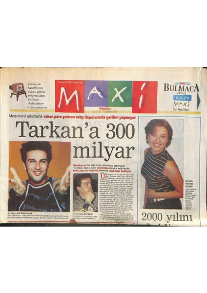 Posta Gazetesi Maxi Eki 19 Temmuz 1997 - Megastarın Tarkanın Albümüne Rekor Para Yatıran Satış Depolarında Gerilim Yaşanıyor GZ113080