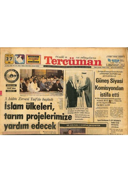 Tercüman Gazetesi 27 Ocak 1981 - Güneş Siyasi Komisyondan Istifa Etti - 3.islam Zirvesi Taifde Başladı GZ127416