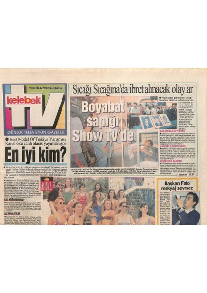 Hürriyet Gazetesi Tv Kelebek Eki 23 Haziran 1993 - Başkan Fatma Girik Makyaj Sevmez GZ115446