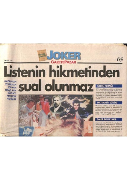 Gazete Pazar 28 Eylül 1997 - Adalet Korkunç Yaraları - Tarihin Karanlıkta Kalan Yaprakları GZ95481
