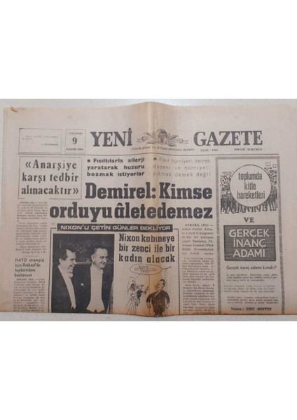 Yeni Gazete - 9 Kasım 1968 - John Lennon Skandal Yarattı GZ111996