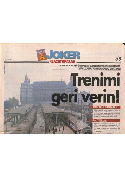 Gazete Pazar Joker Eki 14 Eylül 1997 - Türkleri Deniz Tutuyor - Demirağlarla Ördük Anayurdu GZ95476