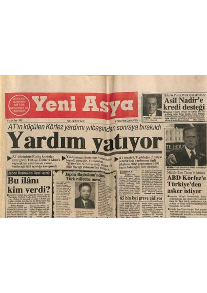Yeni Asya Gazetesi 6 Ekim 1990 - Abd Körfeze Türkiyeden Asker Istiyor GZ104247