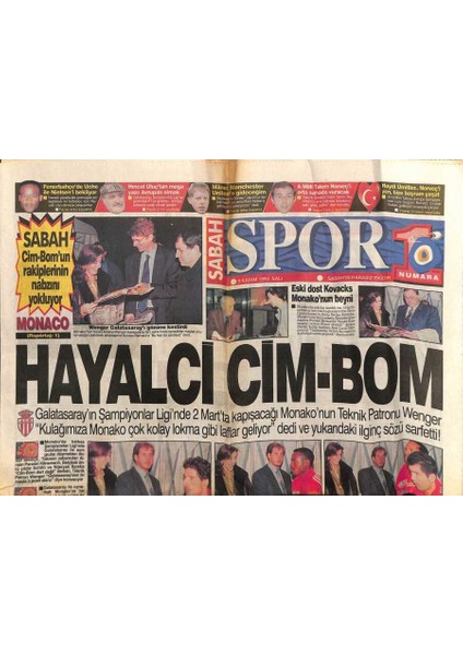 Sabah Gazetesi Spor Eki 9 Kasım 1993 - Potada Cim-Bom Modeli,millilerde Hedef Norveçi Orta Sahada Durdurmak GZ95059