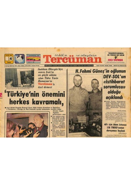 Tercüman Gazetesi 4 Eylül 1981 - Hacettepe Üniversitesinde Kesin Kayıtlar Dün Başladı - Balkan Şampiyonasına 30 Güreşçiyle Katılacağız GZ126057